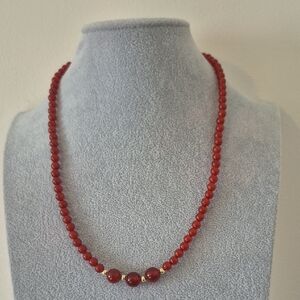 21" RED AGATE NATURAL BEADS 7 - 7 1/2" MATCHING BRACLET